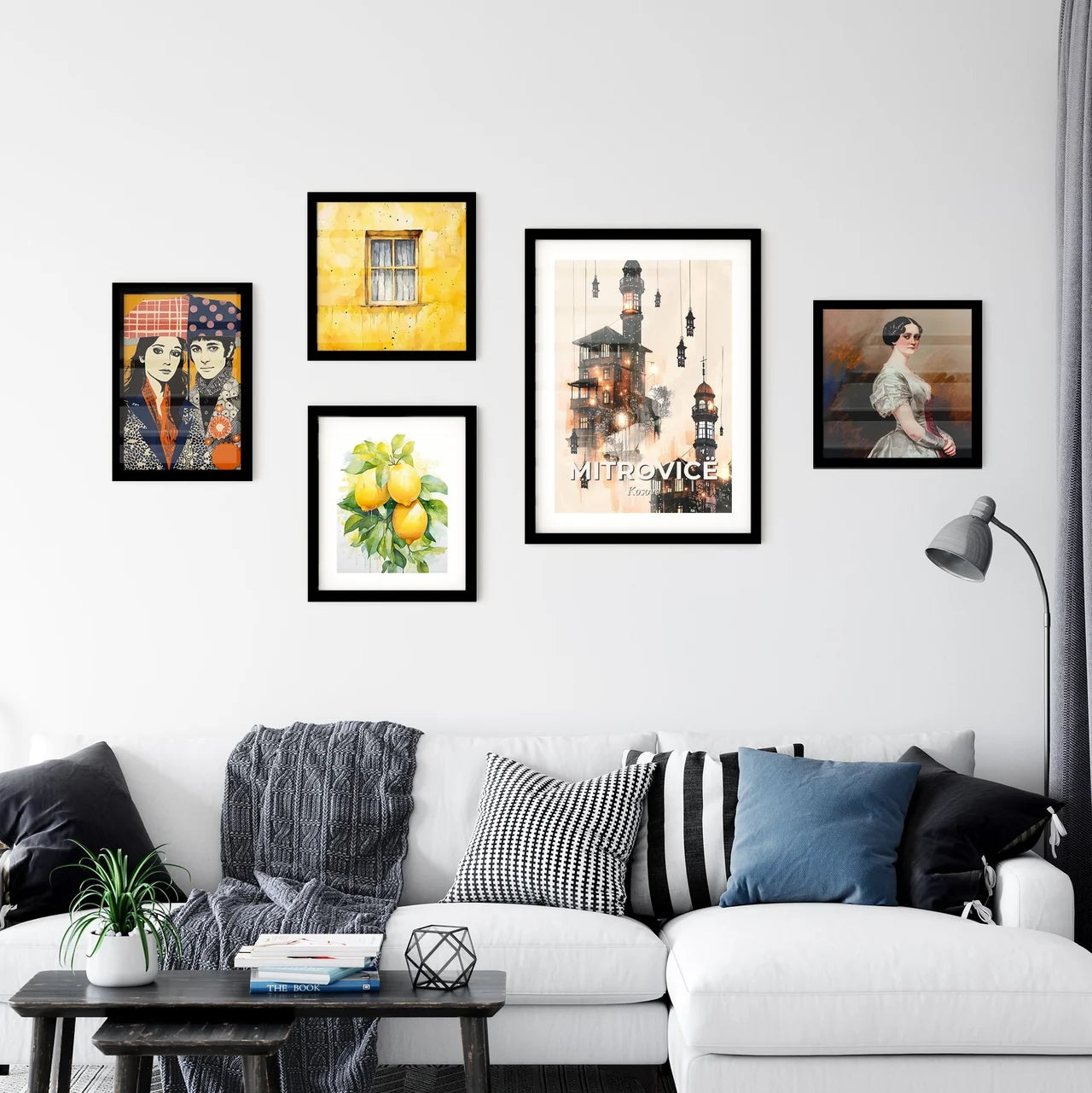 Mitrovica Skyline Art: Iconic Architecture, Beige Elegance Wall Art