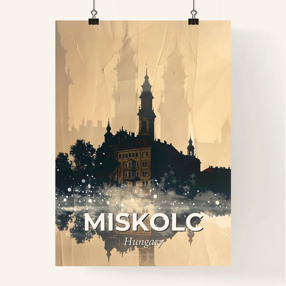 Miskolc Sky Silhouette, Iconic City, Art Deco Poster Poster