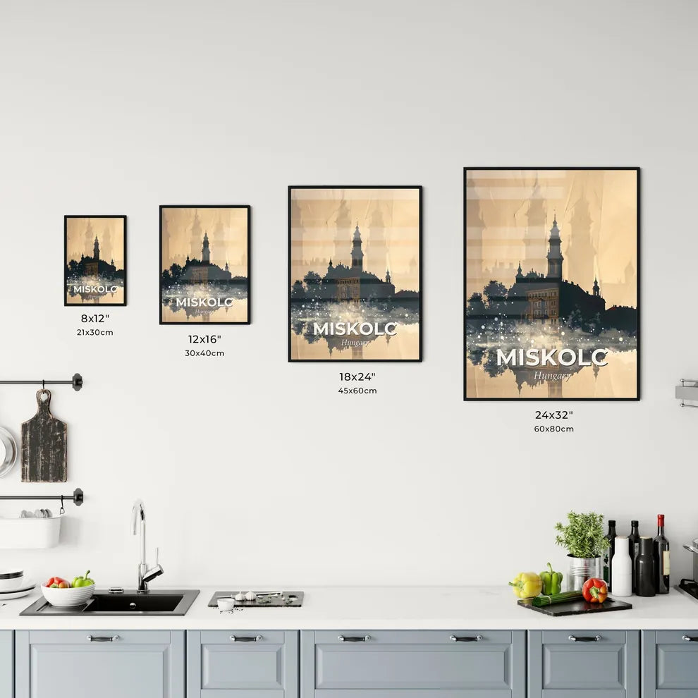 Miskolc Sky Silhouette, Iconic City, Art Deco Poster Office Art