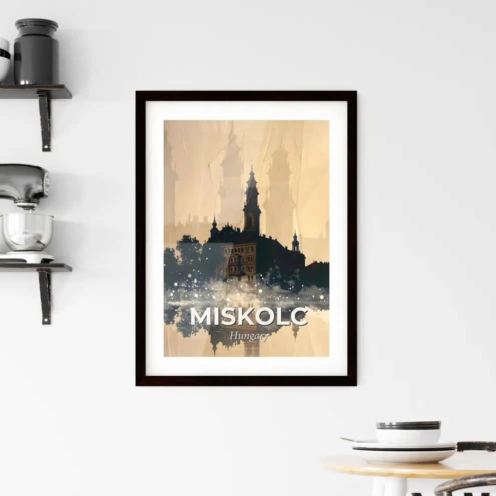 Miskolc Sky Silhouette, Iconic City, Art Deco Poster Framed Print
