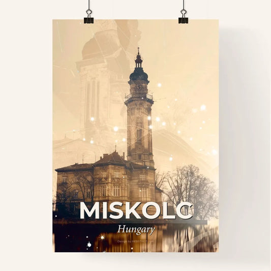 Miskolc City Skyline Panorama Double Exposure Art Poster Poster