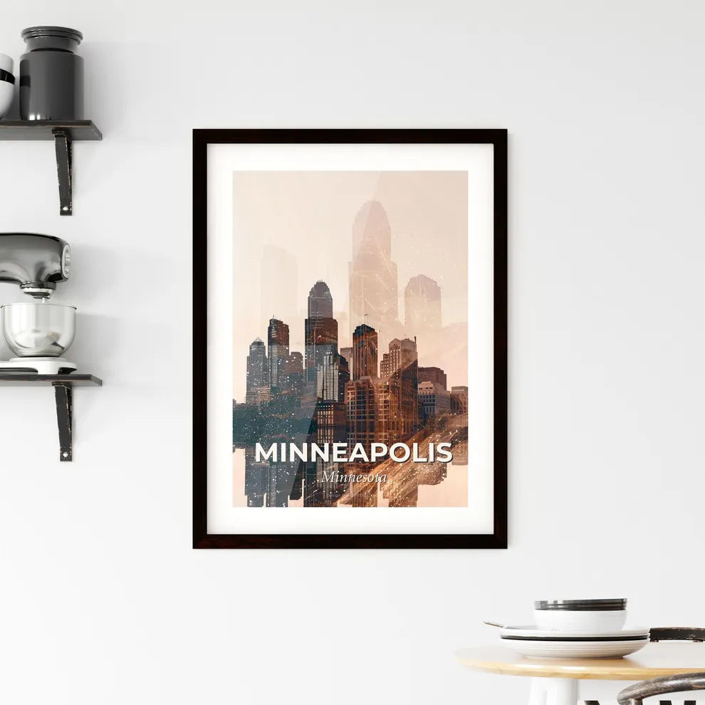 Minneapolis Skyline in Double Exposure Framed Print
