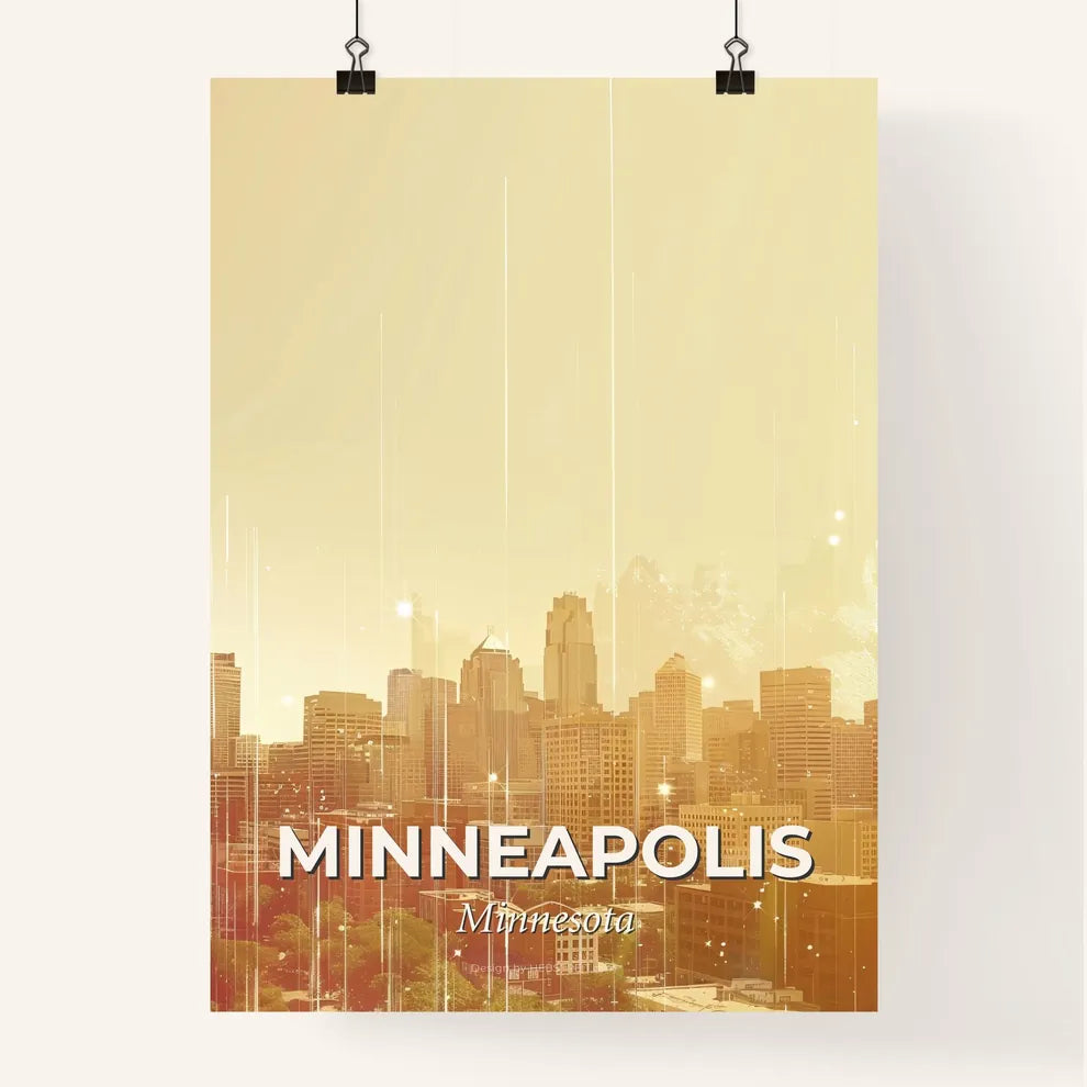 Minneapolis Skyline Cityscape Double Exposure Poster Poster