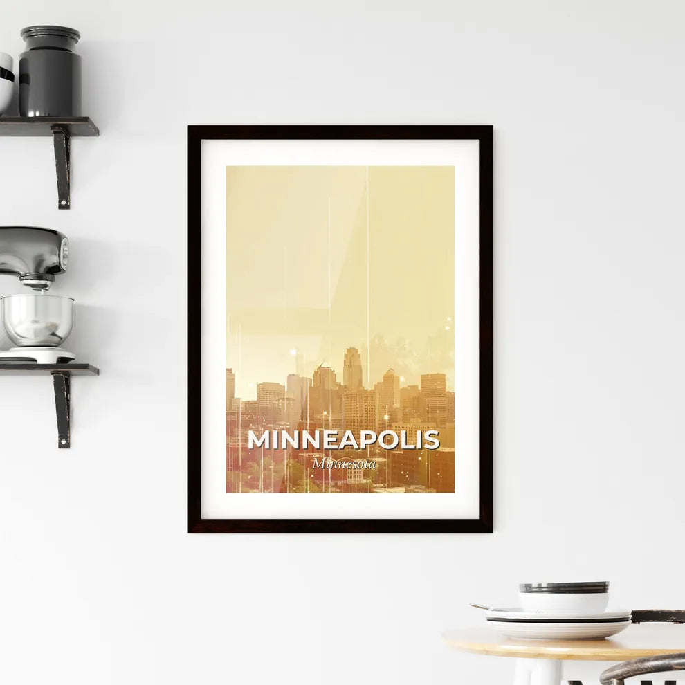 Minneapolis Skyline Cityscape Double Exposure Poster Framed Print