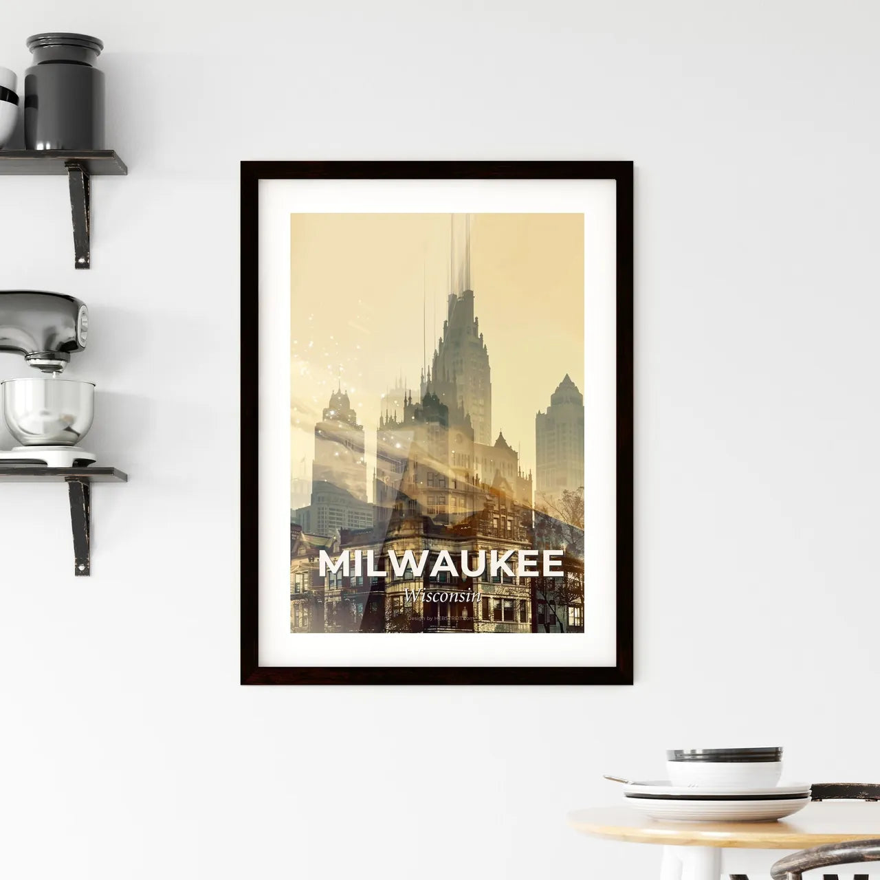 Milwaukee Skyline Art: Cityscape in Color & Sparkle Framed Print