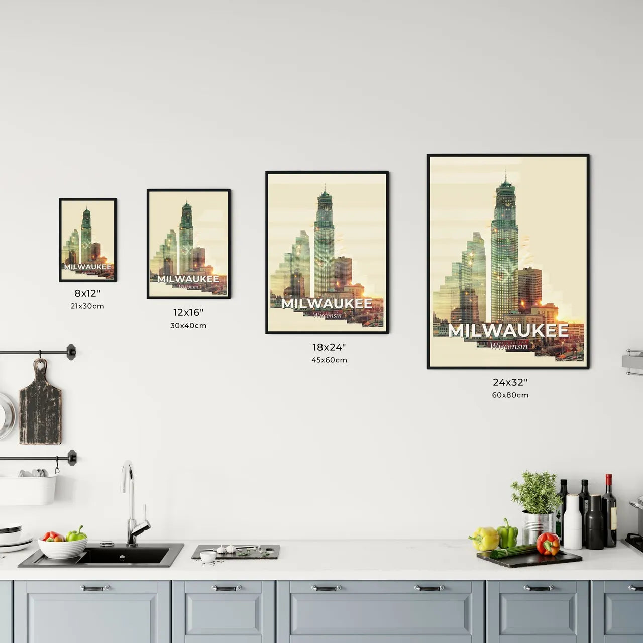Milwaukee, Wisconsin: Skyline City Sparkle Office Art