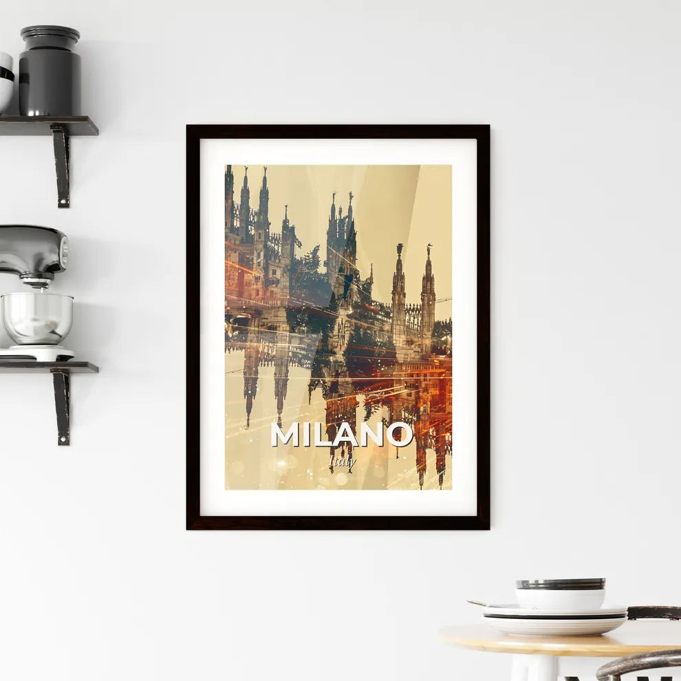 Milan Skyline Double Exposure Art Print Framed Print