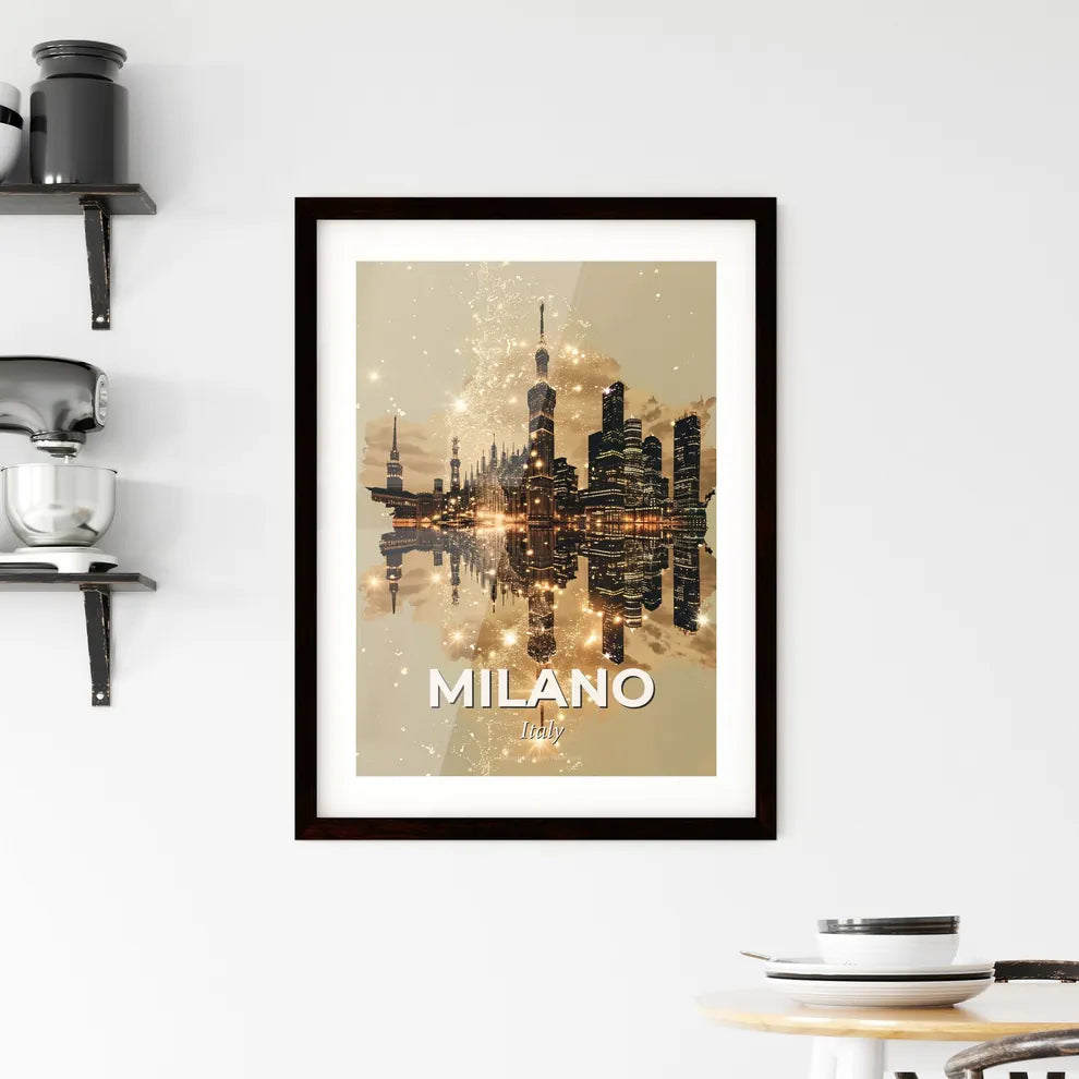 Milan Skyline Double Exposure Art Composite Framed Print