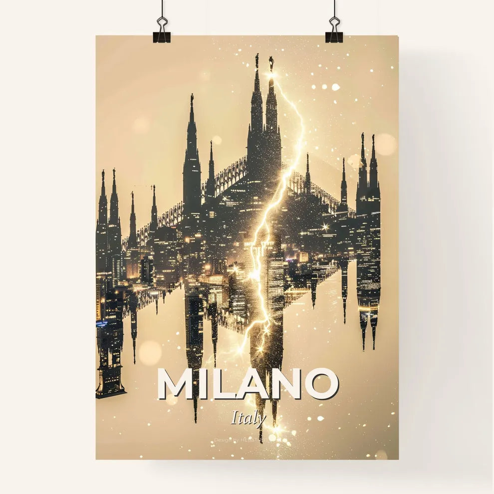 Milan Skyline Bright Beige Poster Poster