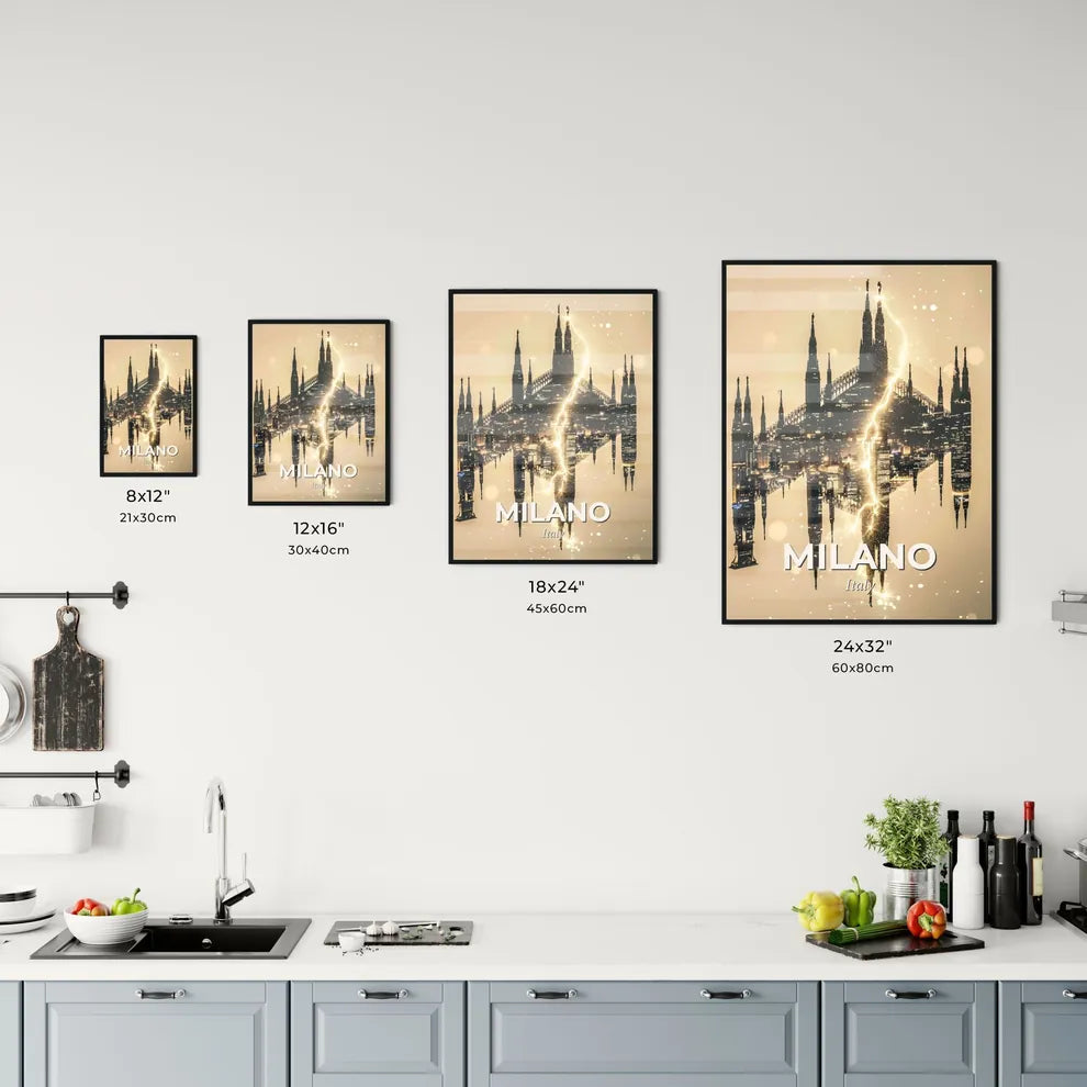 Milan Skyline Bright Beige Poster Office Art