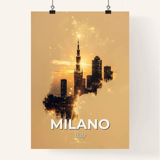 Milan City Icons Backlit Skyline Giclée Poster Poster