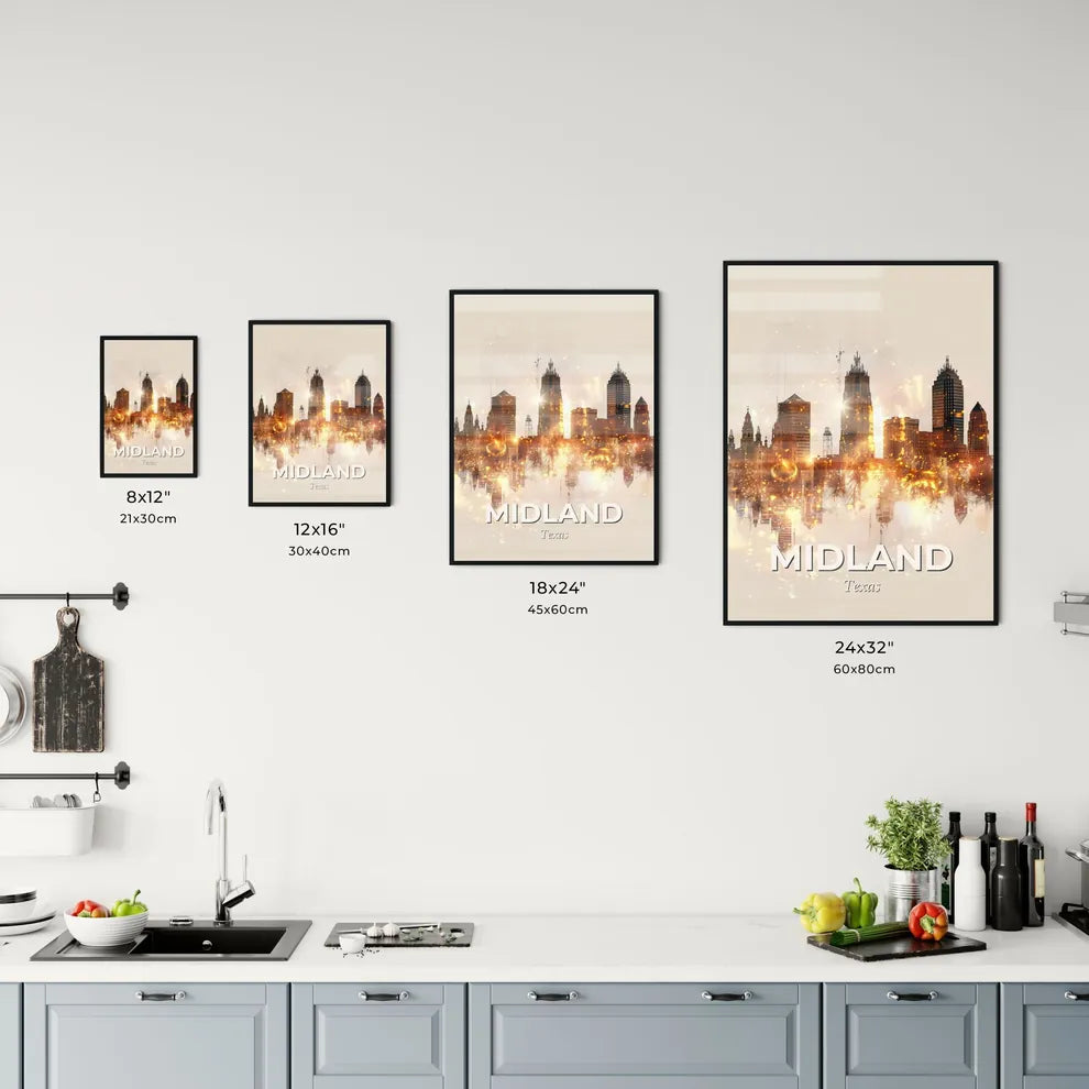Midland Cityscape Art: Local Hues, Sparkling Night Office Art
