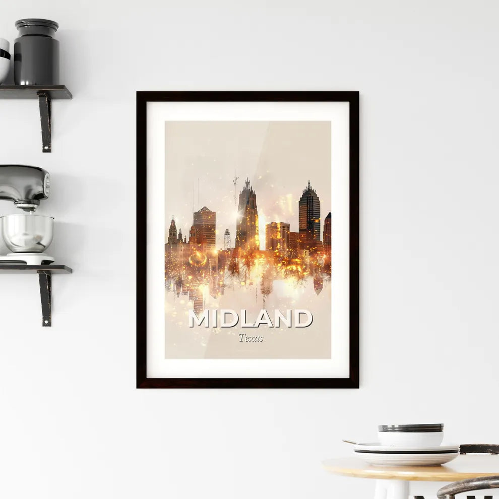 Midland Cityscape Art: Local Hues, Sparkling Night Framed Print