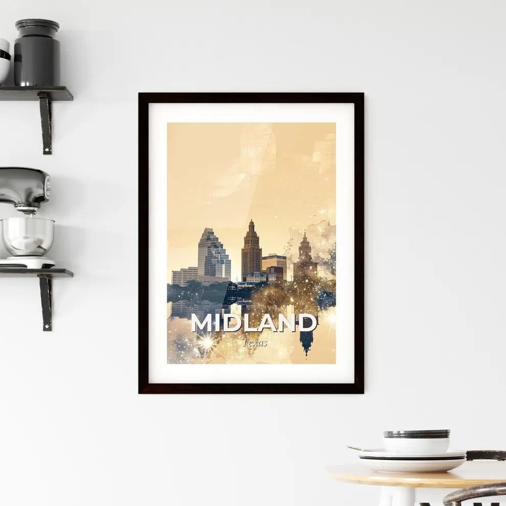 Midland, Texas: Urban Lightscape Poster Art Framed Print
