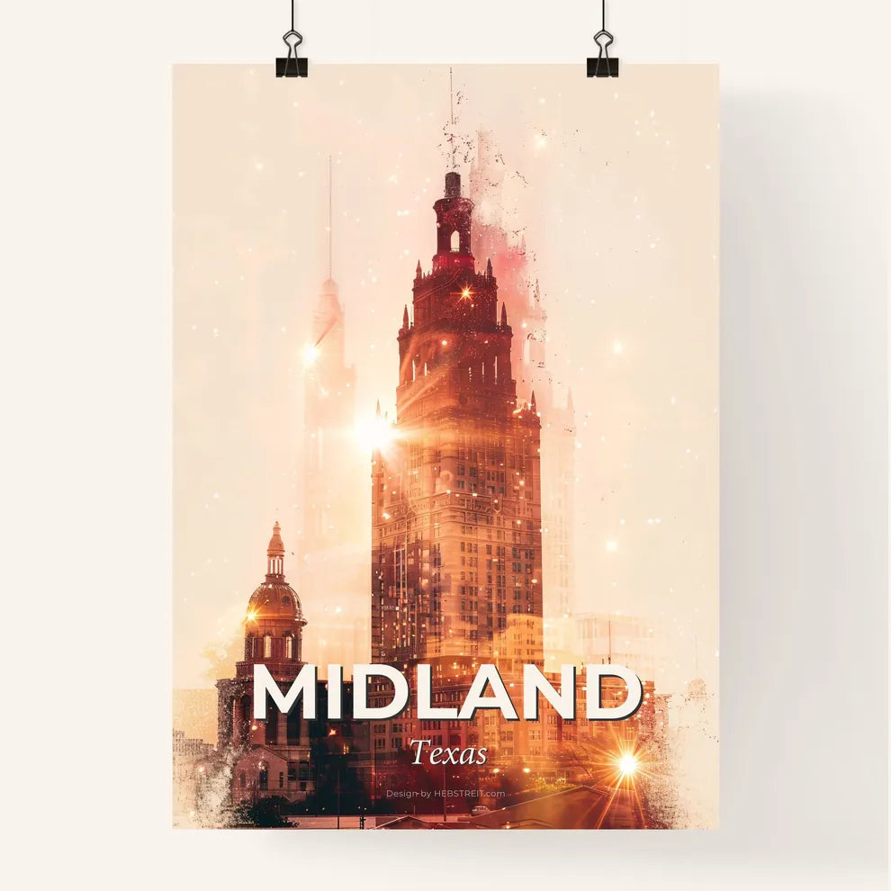 Midland, Texas: Skyline Cityscape Composite Art Poster Poster