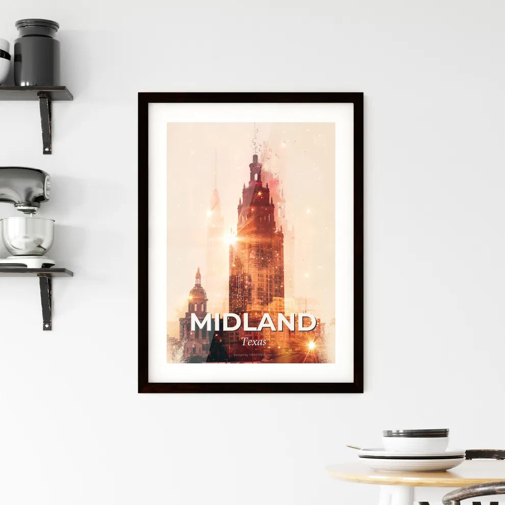 Midland, Texas: Skyline Cityscape Composite Art Poster Framed Print
