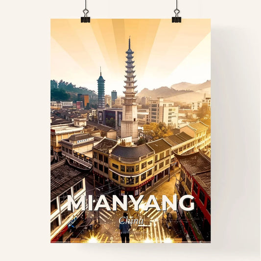 Mianyang Skyline Composite Art Bright Beige Poster