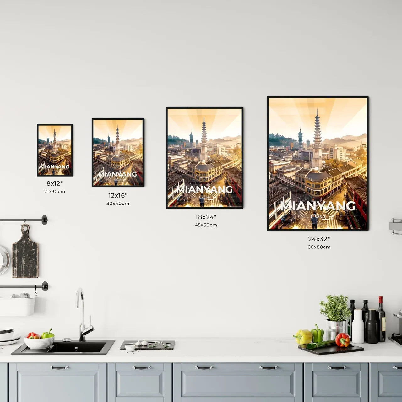 Mianyang Skyline Composite Art Bright Beige Office Art