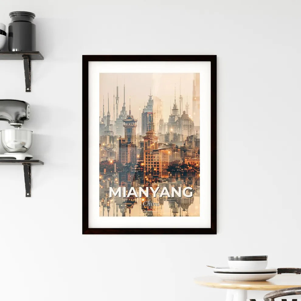 Mianyang: Bright Beige Beauty in Double Exposure Framed Print