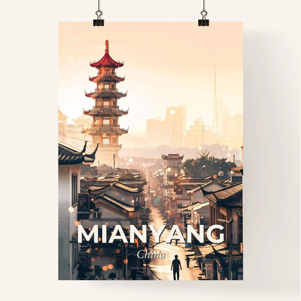 Mianyang Double Exposure Skyline Poster Poster