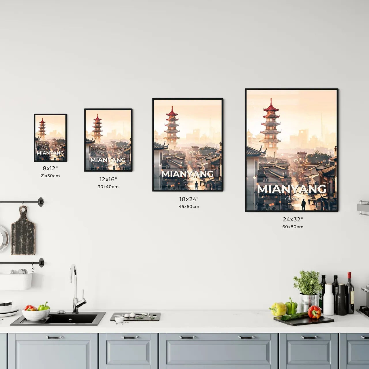 Mianyang Double Exposure Skyline Poster Office Art