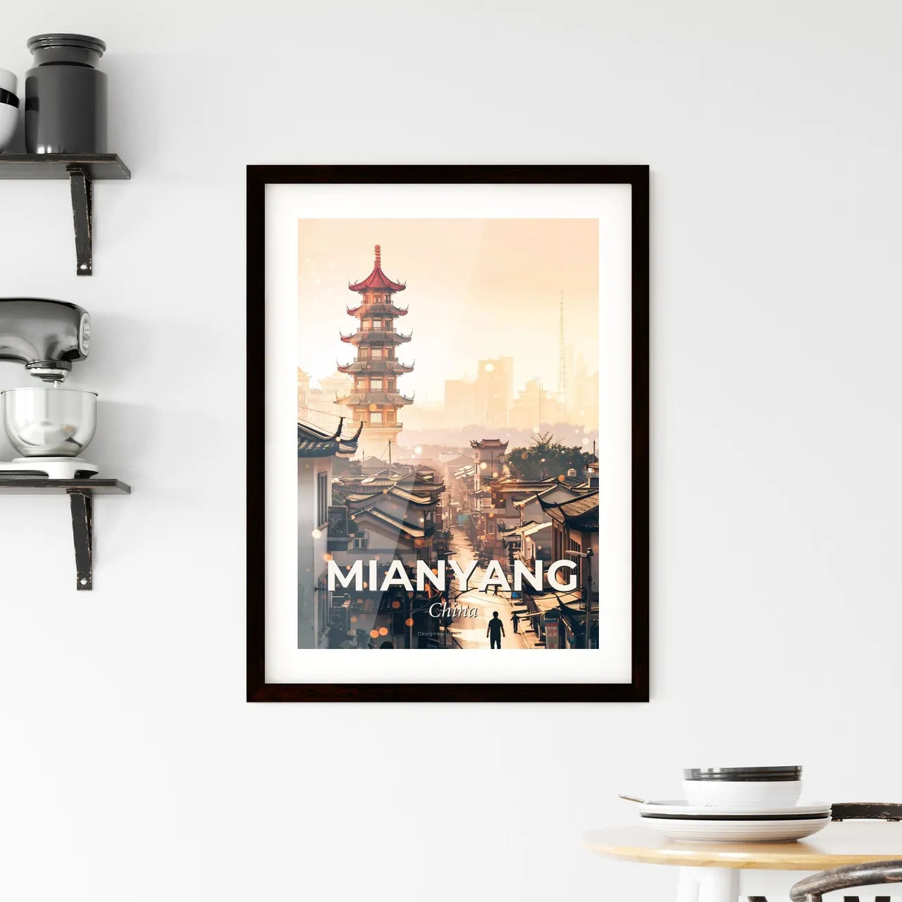 Mianyang Double Exposure Skyline Poster Framed Print