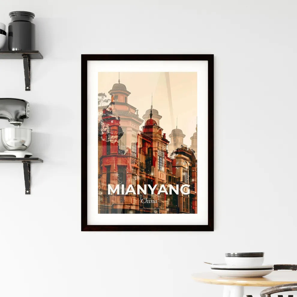 Mianyang Double Exposure Skyline Art Framed Print