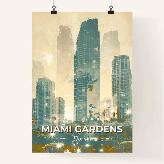 Miami Skyline Double Exposure Art Poster Poster