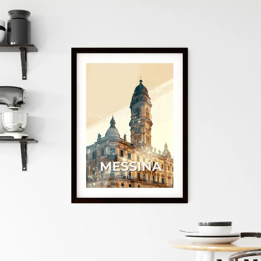 Mesina Skyline Composite Poster Design Framed Print