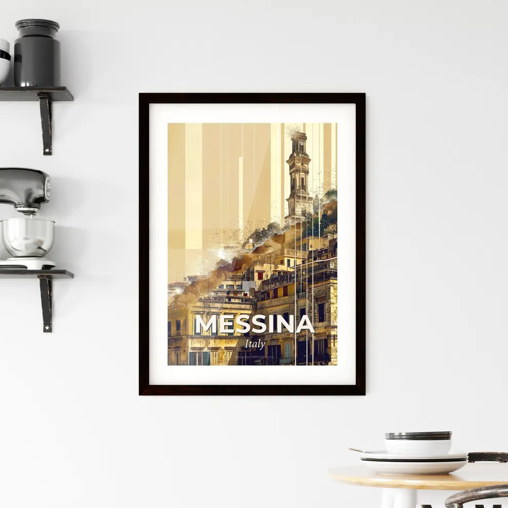 Messina City Art: Skyline and Icons Framed Print