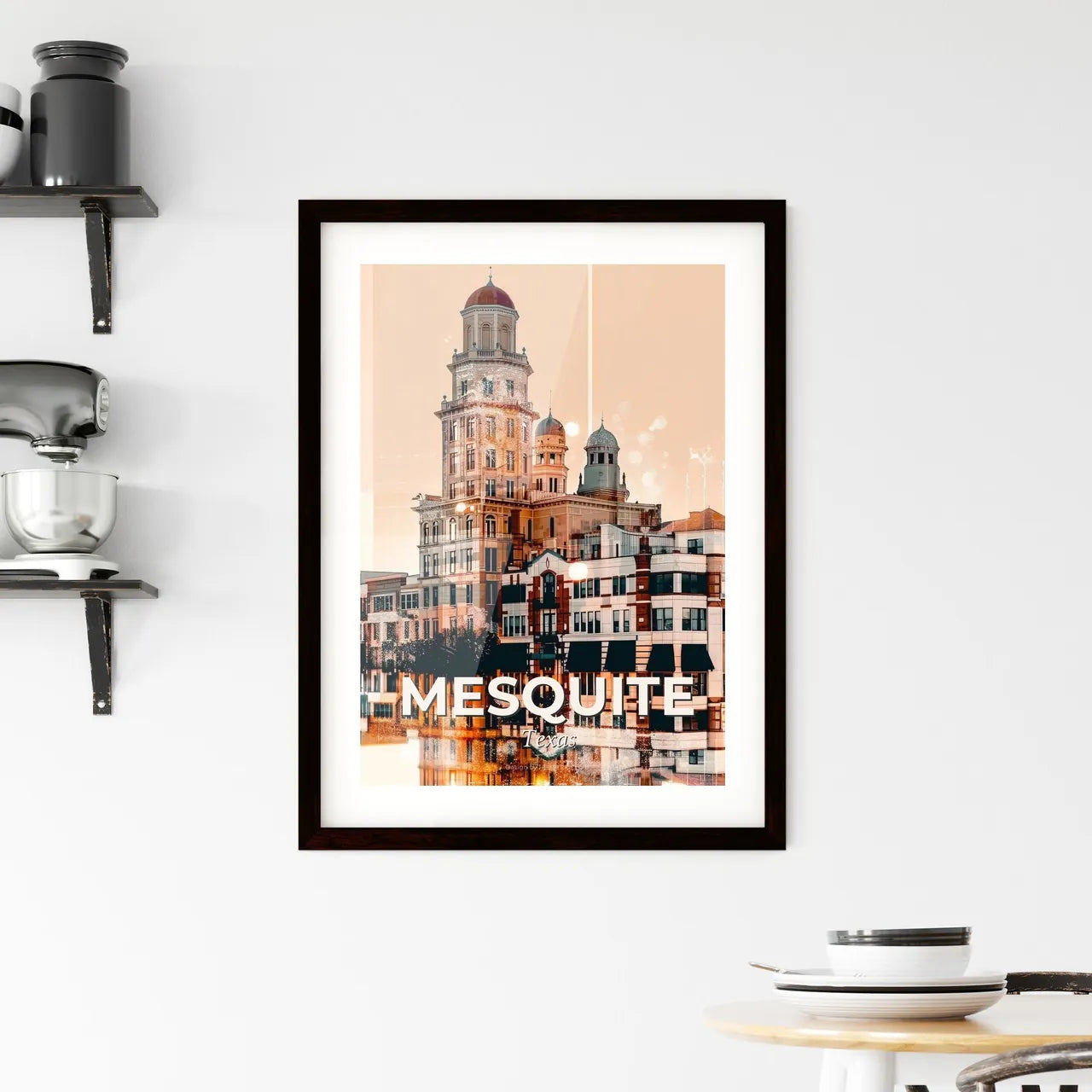 Mesquite City Skyline Panorama Poster Art Framed Print