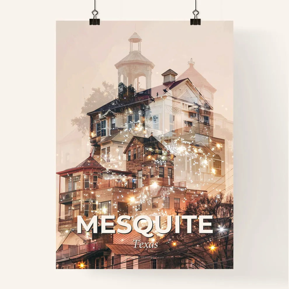 Mesquite: City Lights Sparkle on Local Landmarks Poster