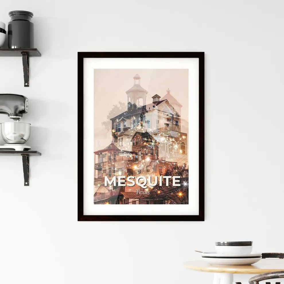 Mesquite: City Lights Sparkle on Local Landmarks Framed Print