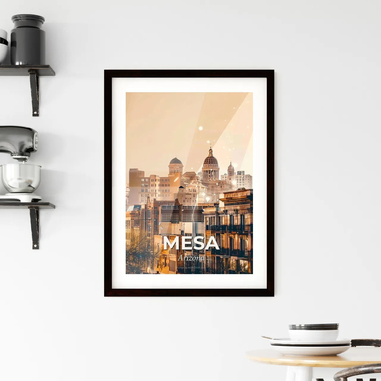 Mesa, Arizona: Skyline Composite Art with Local Charm Framed Print
