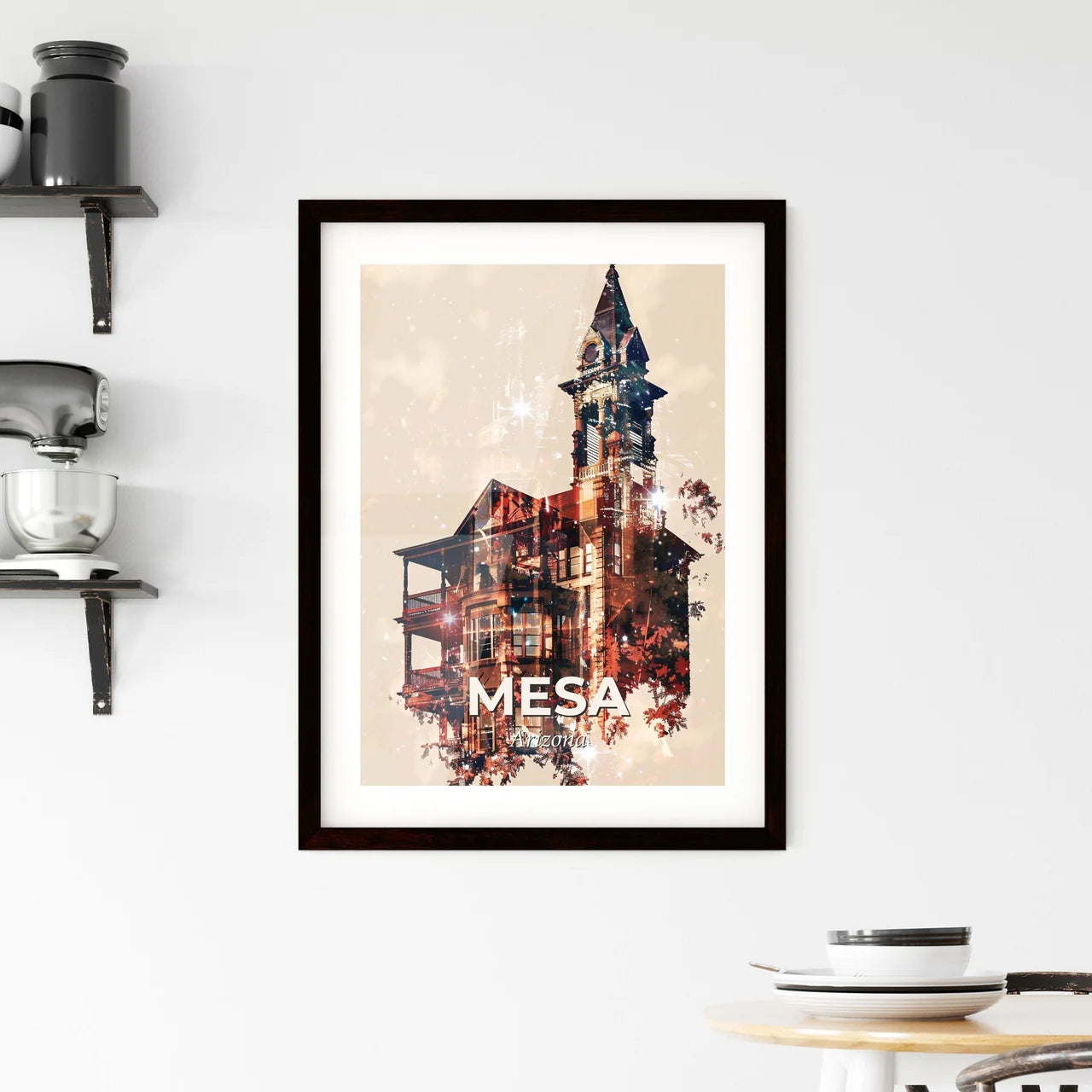 Mesa Skyline Cityscape Impressions Poster Art Framed Print