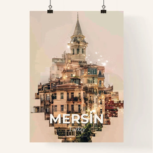 Mersin City Skyline Double Exposure Art Poster