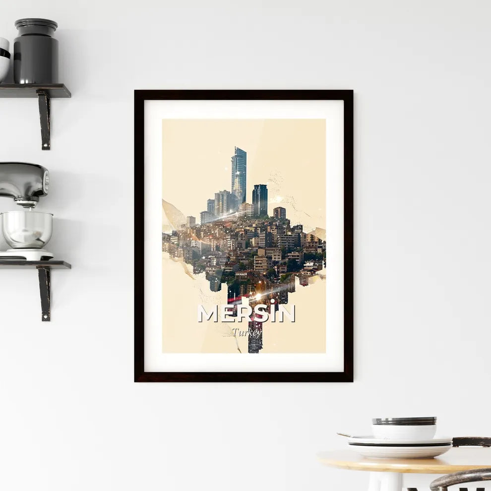 Mersin Turkey Iconic Composite Skyline Art Framed Print