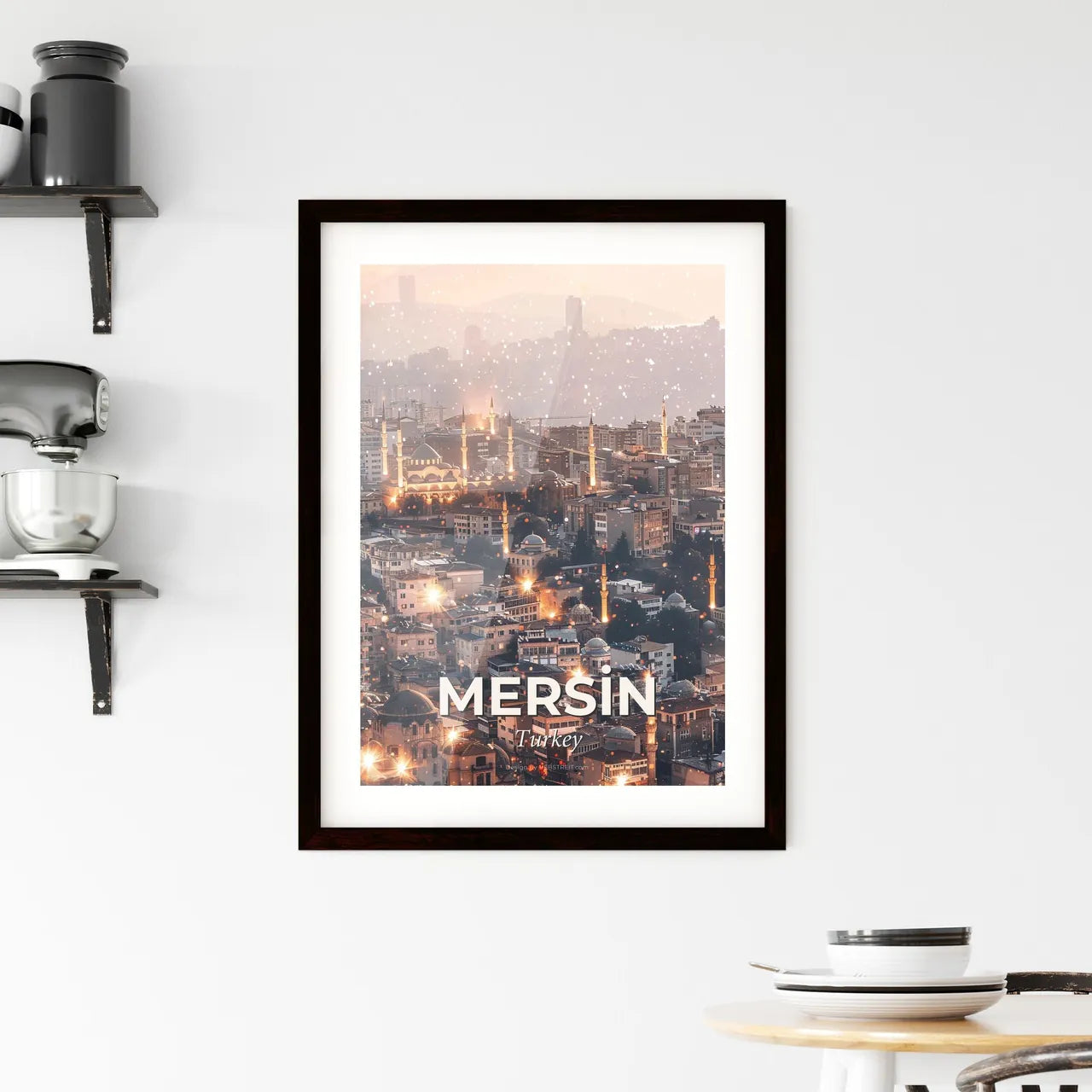 Mersin Skyline Double Exposure Art Poster Framed Print