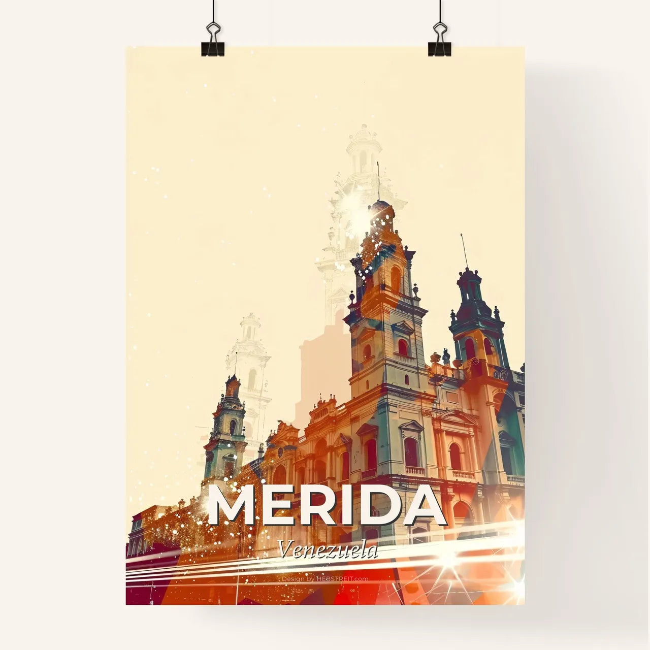 Merida Skyline Double Exposure Art Cityscape Poster