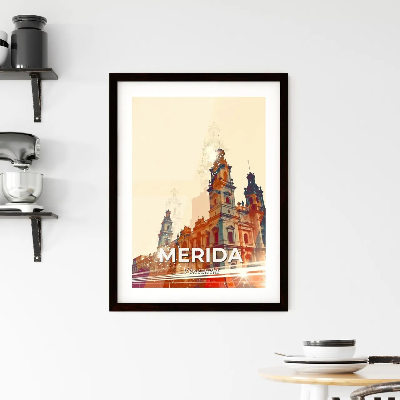 Merida Skyline Double Exposure Art Cityscape Framed Print
