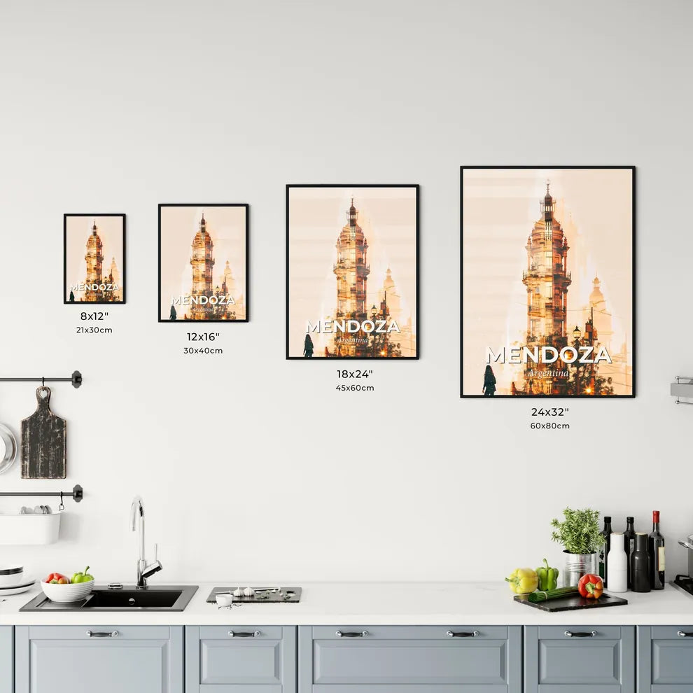 Mendoza City Skyline Double Exposure Art Poster Office Art
