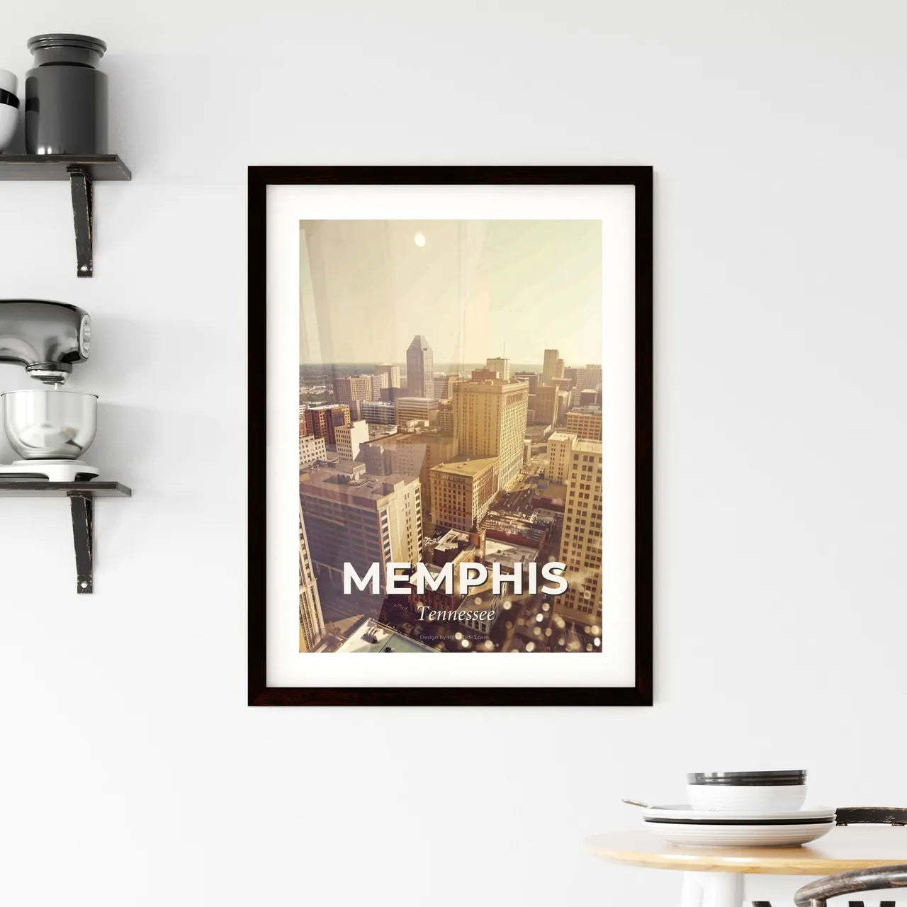 Memphis, Tennessee: City Skyline Architectural Composite Poster Framed Print