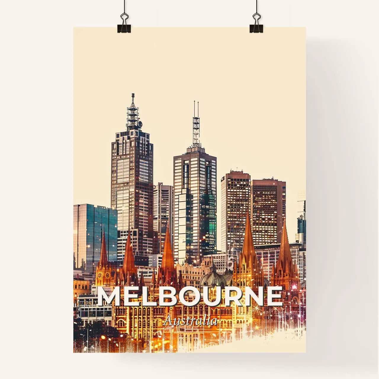 Melbourne Architectural Beauty Captured in Art Poster