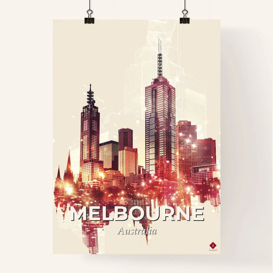 Melbourne Skyline Double Exposure Composite Art Poster Poster