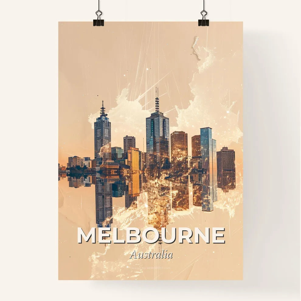 Melbourne Skyline Composite Art Poster Poster