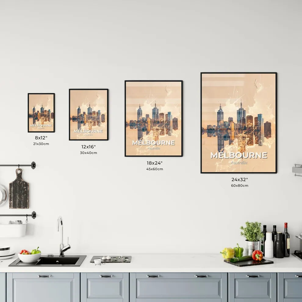 Melbourne Skyline Composite Art Poster Office Art