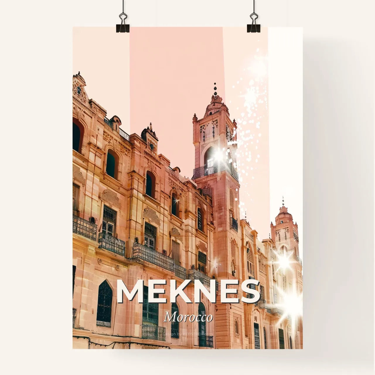 Meknes Double Exposure Skyline Poster Art Print Poster