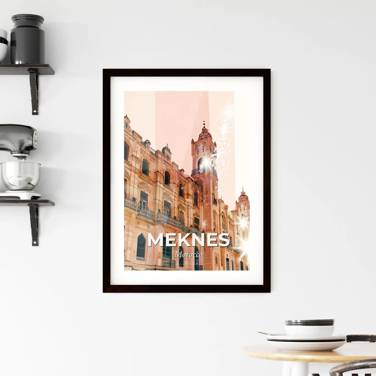 Meknes Double Exposure Skyline Poster Art Print Framed Print