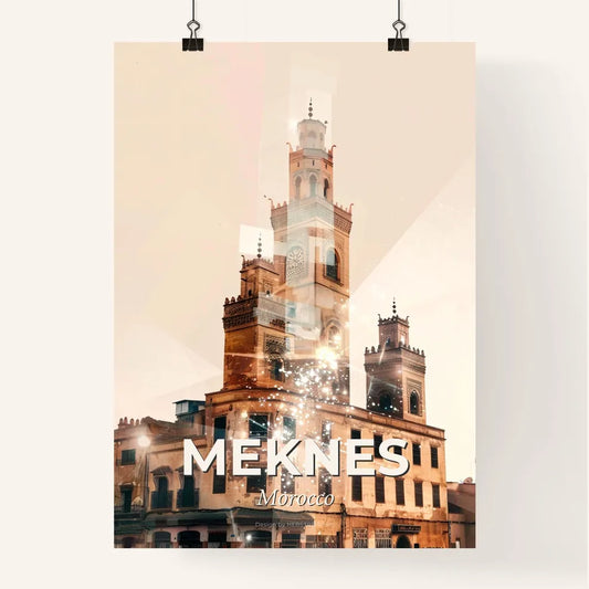 Meknes: Double Exposure Art With City Architecture Poster