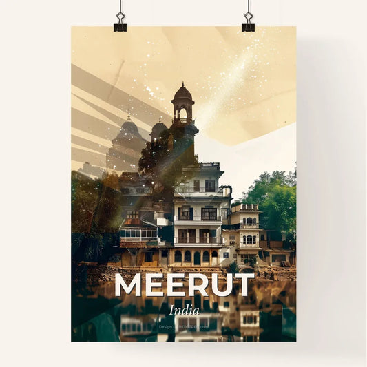 Meerut Double Exposure City Skyline Art Poster
